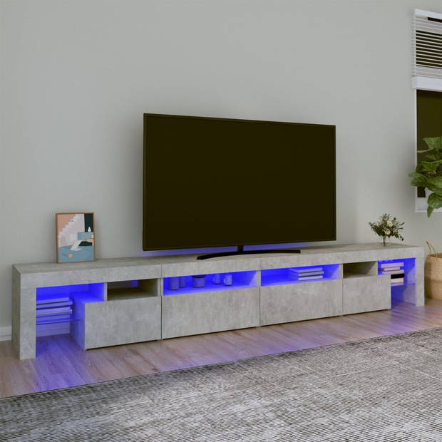 vidaXL Tv-meubel met LED-verlichting 260x36,5x40 cm betongrijs