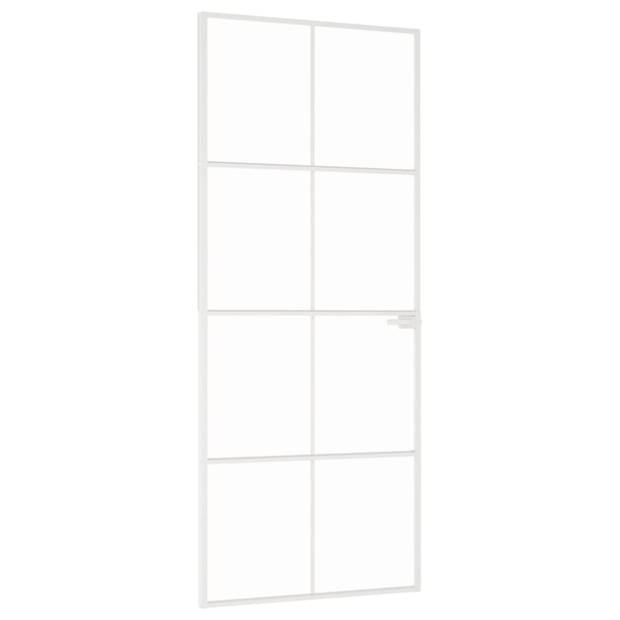 vidaXL Binnendeur 83x201,5 cm gehard glas en aluminium smal wit