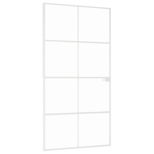 vidaXL Binnendeur 102x201,5 cm gehard glas en aluminium smal wit