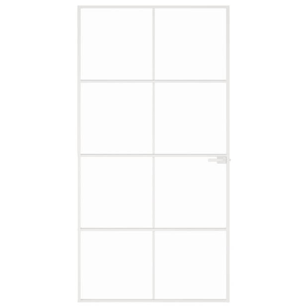 vidaXL Binnendeur 102x201,5 cm gehard glas en aluminium smal wit