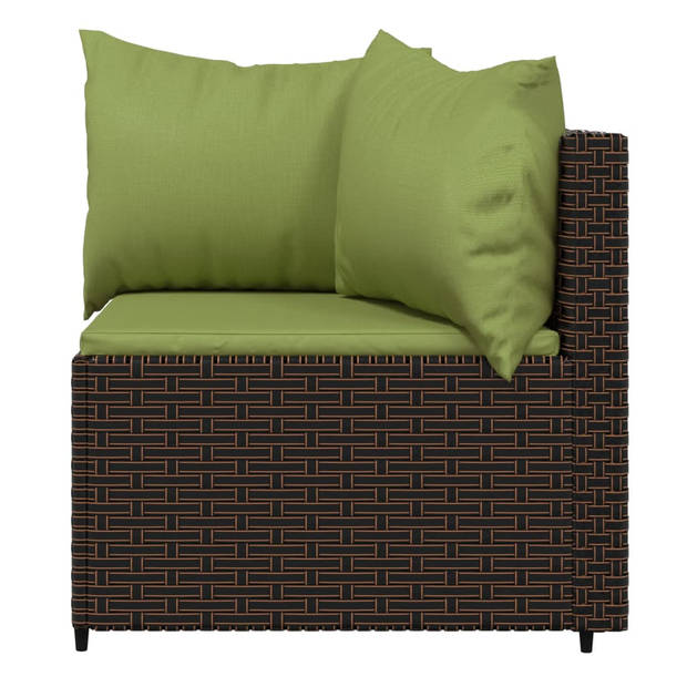 vidaXL 4-delige Loungeset met kussens poly rattan bruin