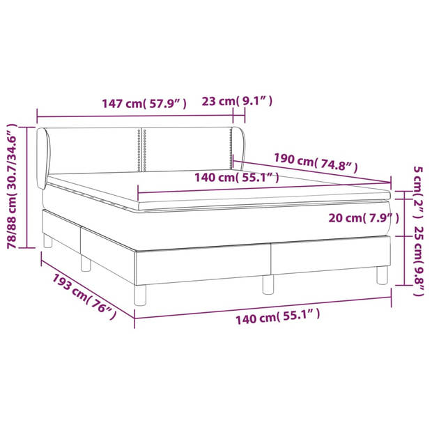 vidaXL Boxspring met matras fluweel donkergroen 140x190 cm