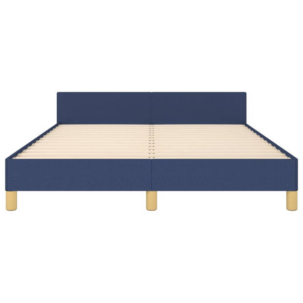 vidaXL Bedframe met hoofdeinde stof blauw 140x190 cm