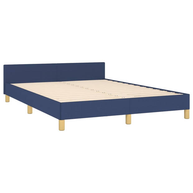 vidaXL Bedframe met hoofdeinde stof blauw 140x190 cm