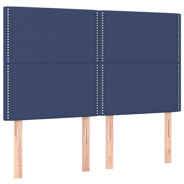 vidaXL Bedframe met hoofdeinde stof blauw 140x190 cm