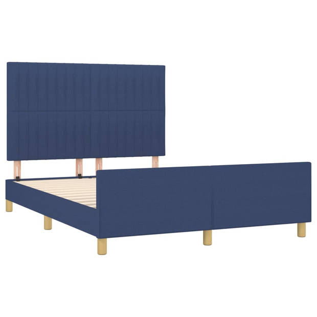 vidaXL Bedframe zonder matras stof blauw 140x190 cm