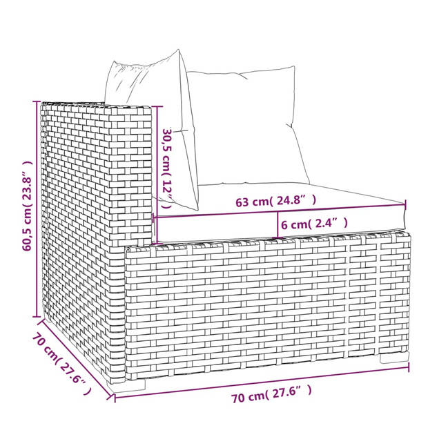 The Living Store Loungeset - Bruin PE-rattan - Modulair ontwerp - Stevig frame - Comfortabele kussens