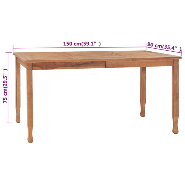 vidaXL Tuintafel 150x90x75 cm massief teakhout