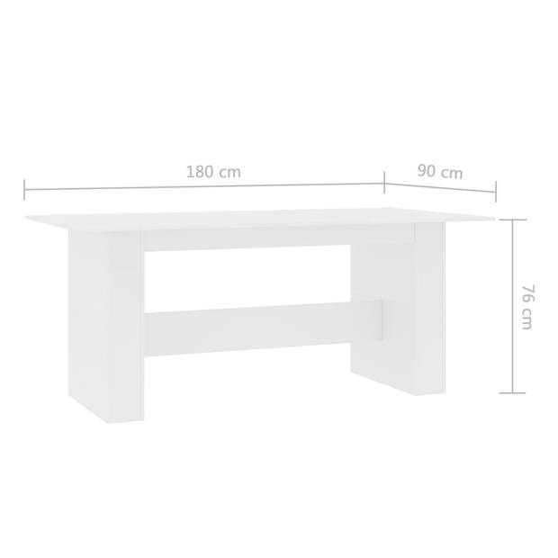 vidaXL Eettafel 180x90x76 cm bewerkt hout wit