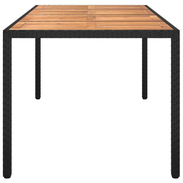 vidaXL Tuintafel 190x90x75 cm poly rattan en acaciahout zwart