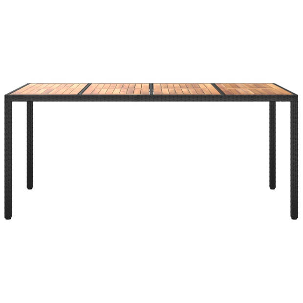 vidaXL Tuintafel 190x90x75 cm poly rattan en acaciahout zwart