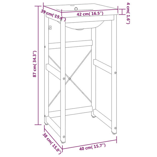 vidaXL Wastafelframe met inbouwwastafel ijzer zwart