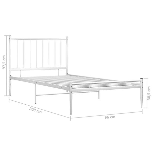 vidaXL Bedframe metaal wit 90x200 cm