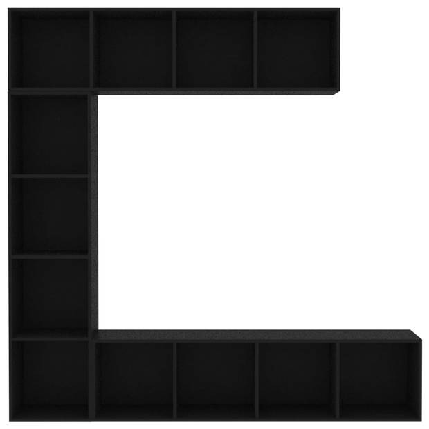 vidaXL 3-delige Boekenkast-/tv-meubelset 180x30x180 cm zwart