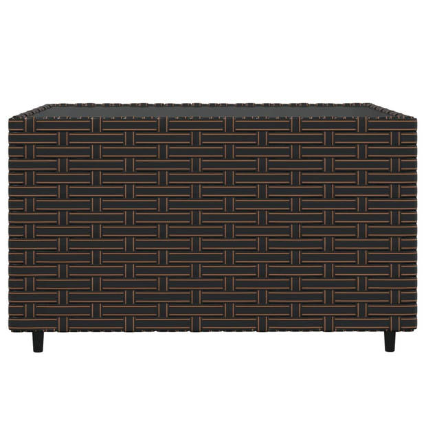 The Living Store Loungeset - PE-rattan - Bruin - 63x63x57.5 cm - Inclusief kussens en tafel