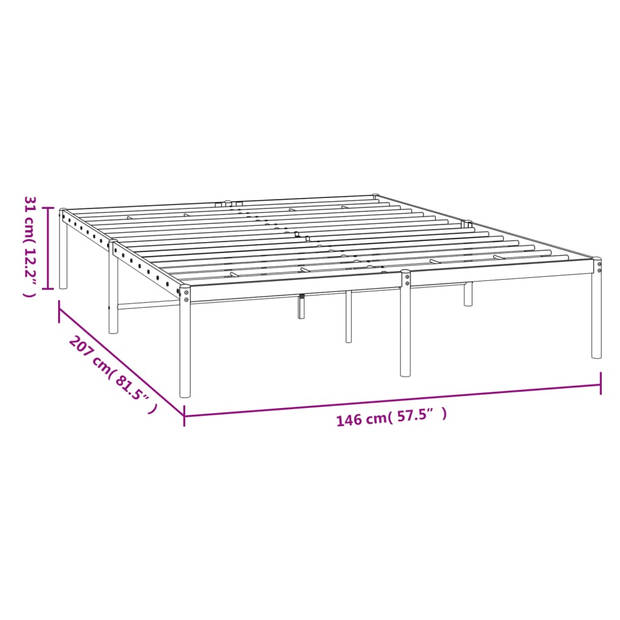 vidaXL Bedframe metaal zwart 140x200 cm