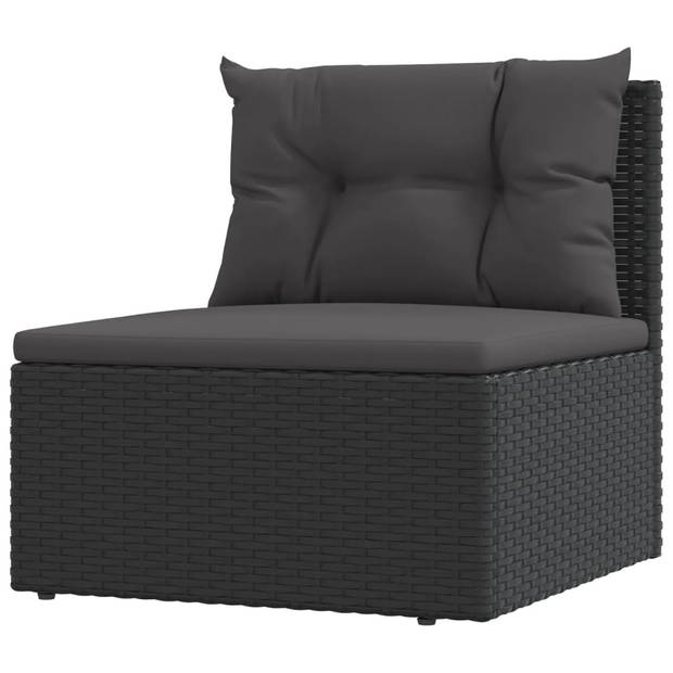 vidaXL 6-delige Loungeset met kussens poly rattan zwart