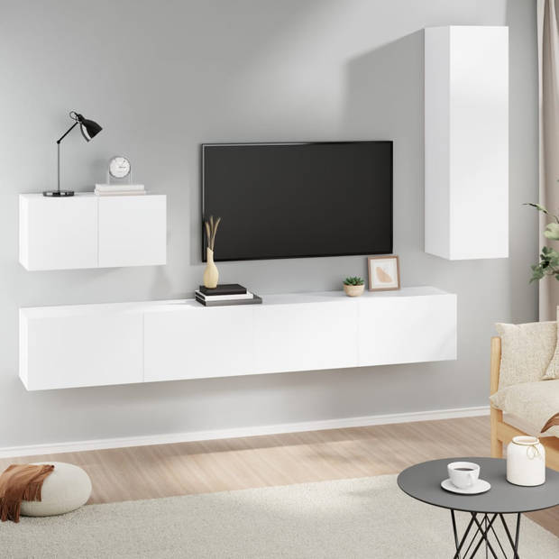 The Living Store Televisiemeubel Set - Klassiek design - Wandgemonteerd - 100x30x30cm - 60x30x30cm - 30.5x30x110cm -