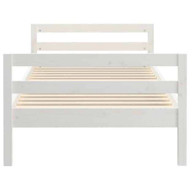 vidaXL Bedframe zonder matras massief grenenhout wit 90x190 cm