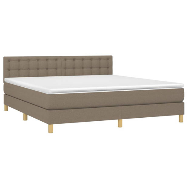 vidaXL Boxspring met matras en LED stof taupe 180x200 cm