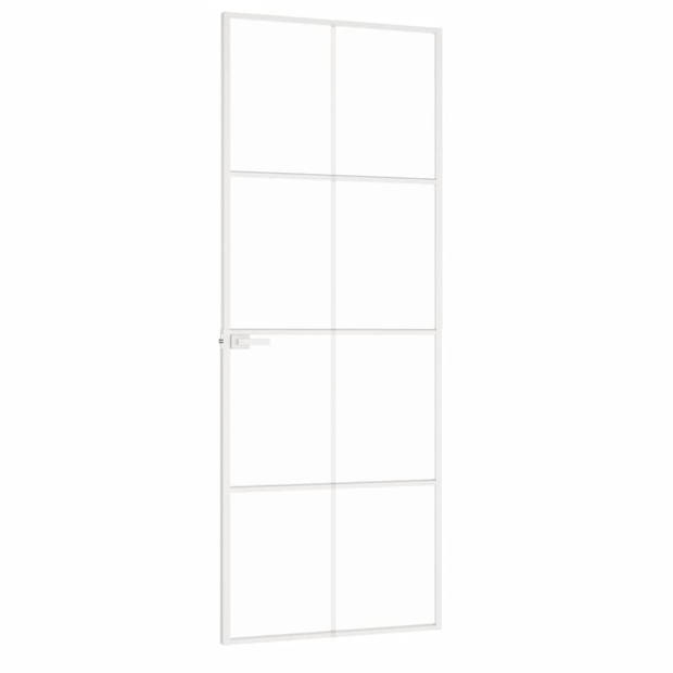 vidaXL Binnendeur 76x201,5 cm gehard glas en aluminium smal wit