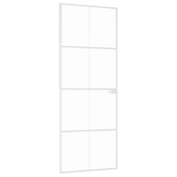 vidaXL Binnendeur 76x201,5 cm gehard glas en aluminium smal wit