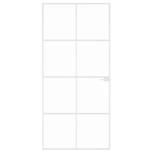 vidaXL Binnendeur 93x201,5 cm gehard glas en aluminium smal wit