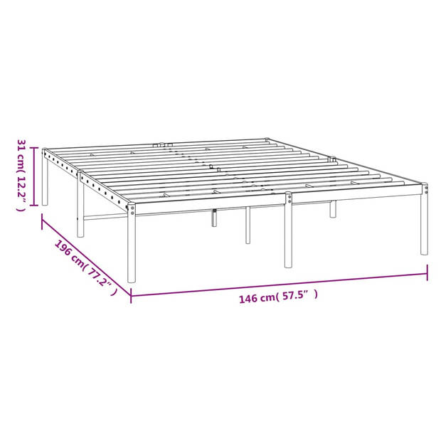 vidaXL Bedframe metaal wit 140x190 cm