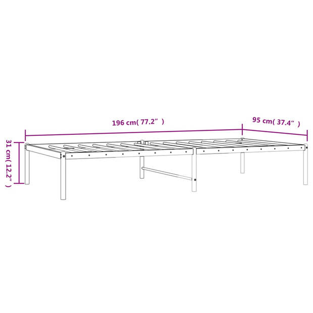 vidaXL Bedframe metaal wit 90x190 cm