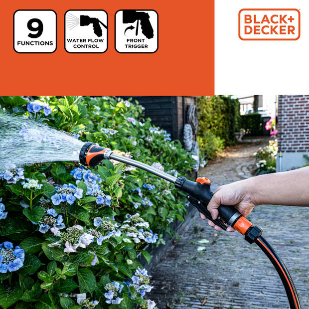 BLACK+DECKER Plantensproeier Lange Steel - 9 Standen - 50 CM - Zwart/ Oranje