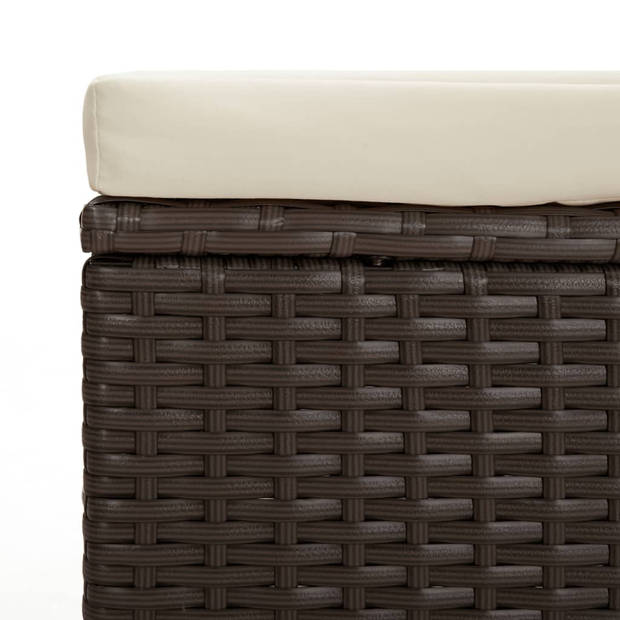 vidaXL Hocker met kussen 110x30x40 cm poly rattan bruin