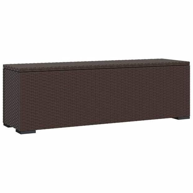 vidaXL Hocker met kussen 110x30x40 cm poly rattan bruin