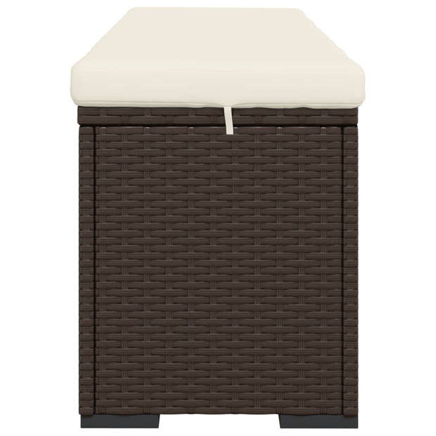 vidaXL Hocker met kussen 110x30x40 cm poly rattan bruin