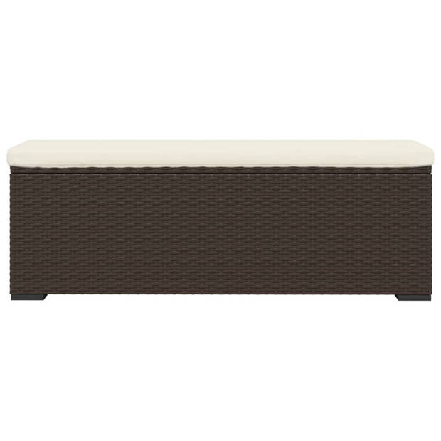 vidaXL Hocker met kussen 110x30x40 cm poly rattan bruin