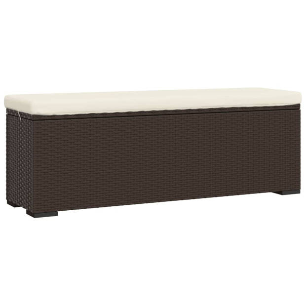 vidaXL Hocker met kussen 110x30x40 cm poly rattan bruin