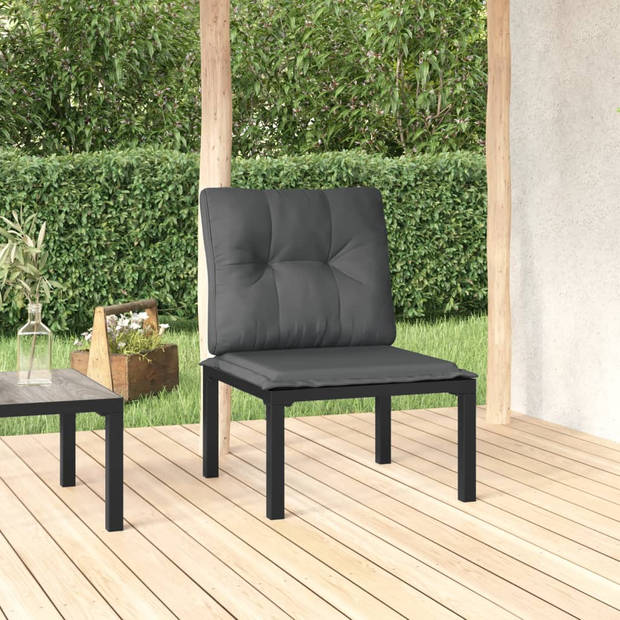 vidaXL Tuinstoel met kussens poly rattan zwart en grijs