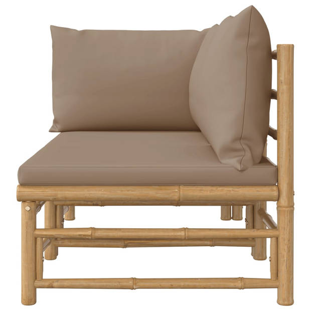 vidaXL 2-delige Loungeset met kussens bamboe taupe