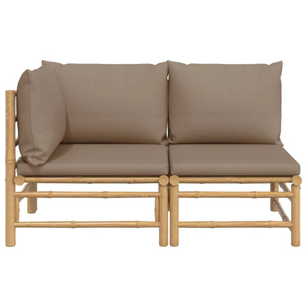 vidaXL 2-delige Loungeset met kussens bamboe taupe