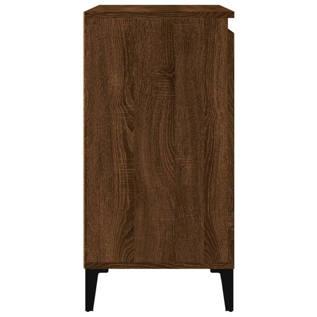 The Living Store Nachttafel Klassiek Bruineiken - 40 x 35 x 70 cm - Duurzaam Hout en Metaal