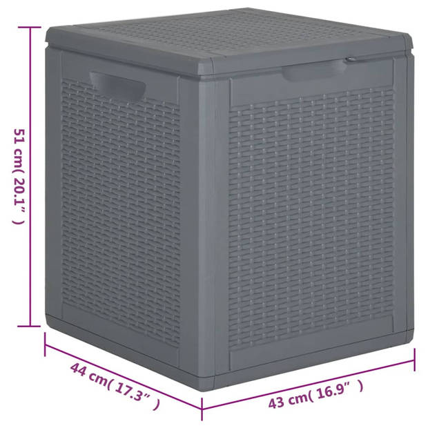 vidaXL Tuinbox 90 L PP rattan grijs