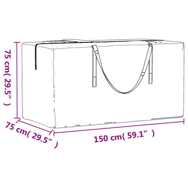 vidaXL Opbergtas voor tuinkussens 150x75x75 cm polyetheen zwart