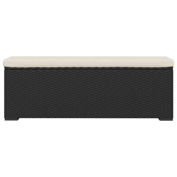 vidaXL Voetenbankje met kussen 110x30x40 cm poly rattan zwart