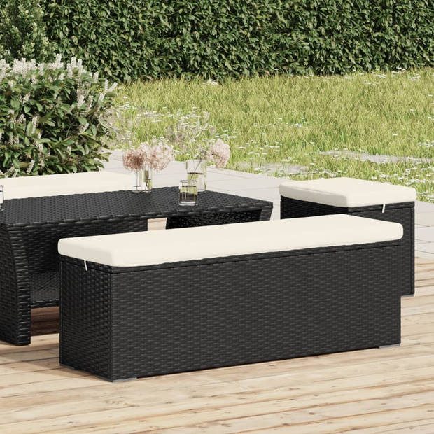 vidaXL Voetenbankje met kussen 110x30x40 cm poly rattan zwart