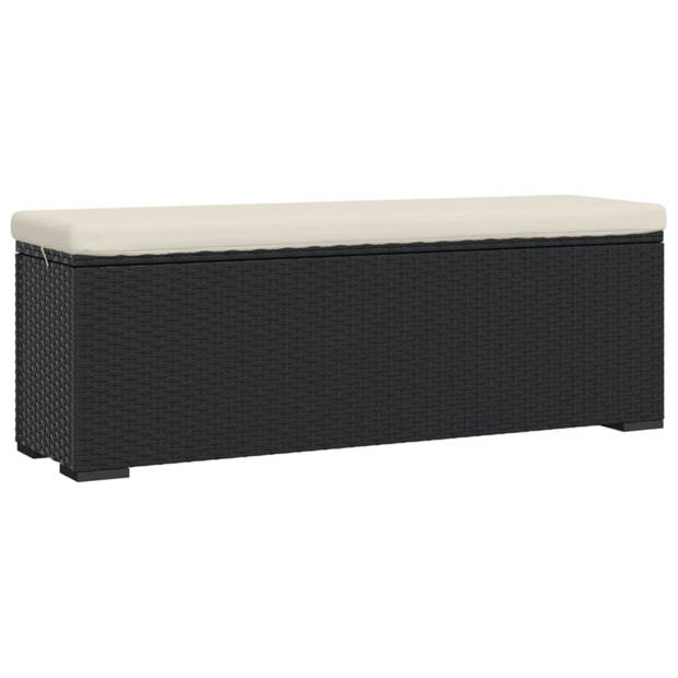 vidaXL Voetenbankje met kussen 110x30x40 cm poly rattan zwart