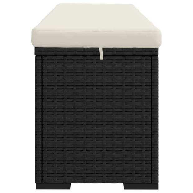 vidaXL Voetenbankje met kussen 110x30x40 cm poly rattan zwart