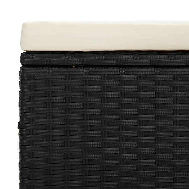 vidaXL Voetenbankje met kussen 110x30x40 cm poly rattan zwart