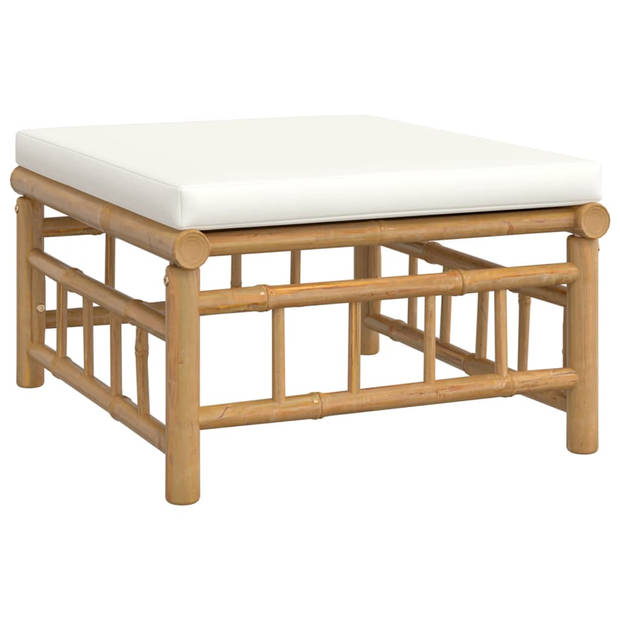 The Living Store Bamboe Loungeset - Modulair - Praktische Tafel - Comfortabele Kussens - Duurzaam Materiaal