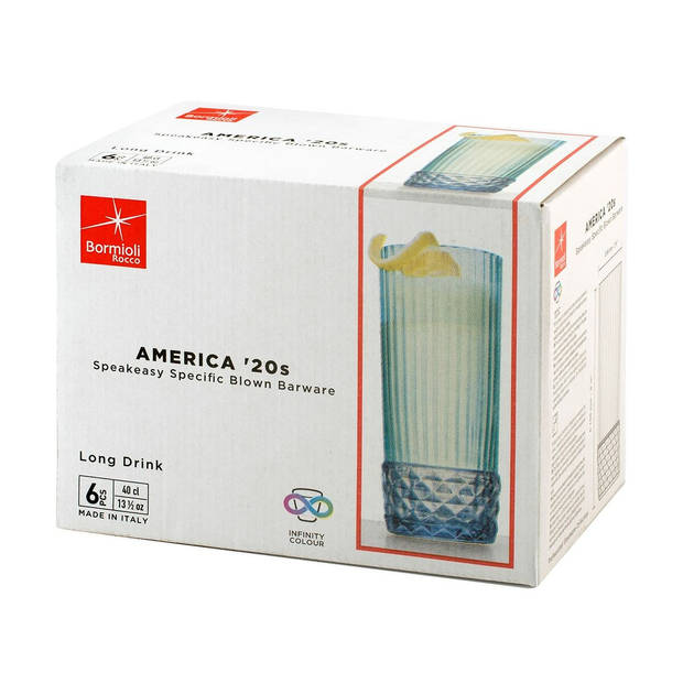 Glazenset Bormioli Rocco America'20s Blauw 6 Stuks Glas (400 ml)