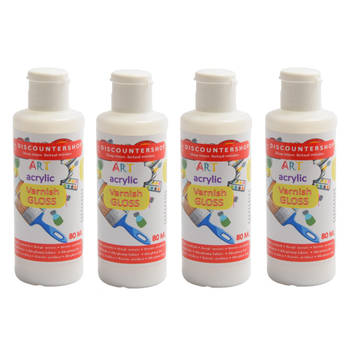 4 X Acrylic varnish 80ML - Gloss varnish - Transparent - Gloss - Acrylic varnish Gloss