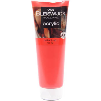Acryl verf 250 ML - Watervaste verf - Acrylverf rood - Briljant rood nummer 12